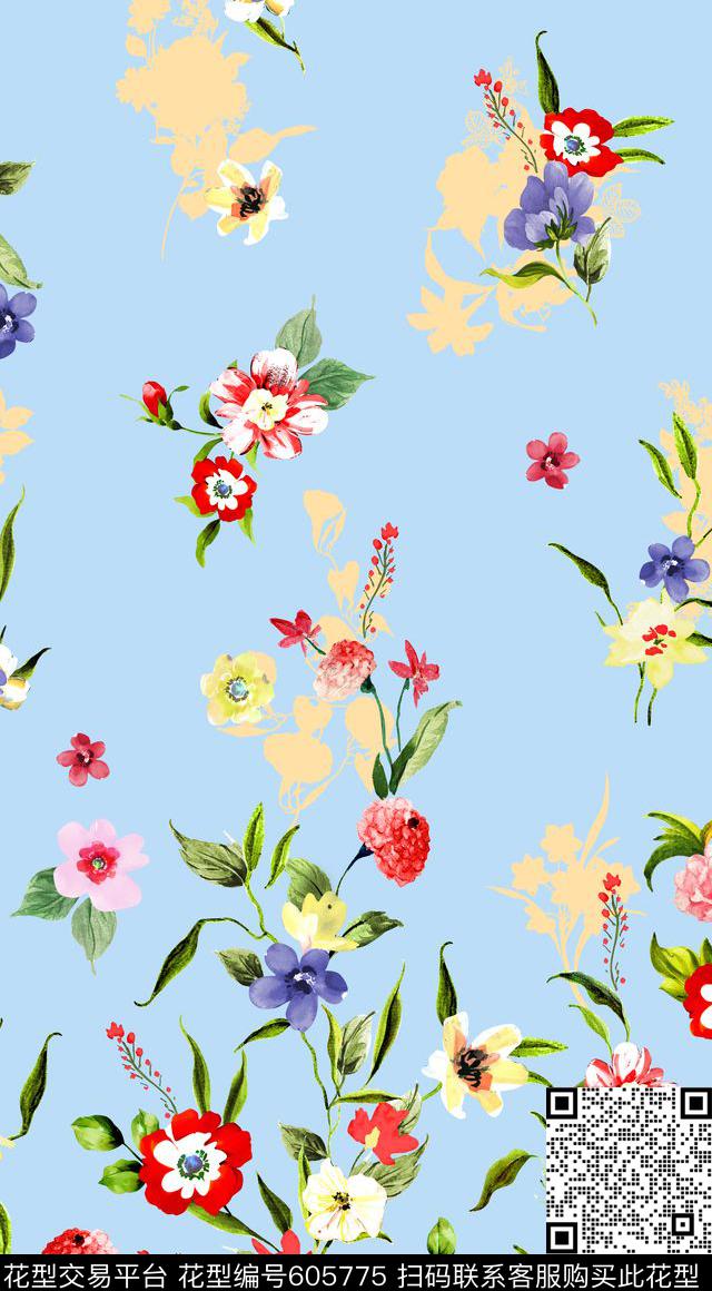 花卉数码印花华亿平台下载（图片编号: 605775） - 瓦栏（Walan）