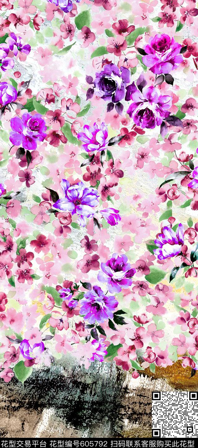 花卉数码印花华亿平台下载（图片编号: 605792） - 瓦栏（Walan）