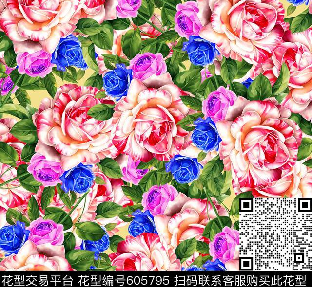 花瓣小碎花大花数码印花华亿平台下载（图片编号: 605795） - 瓦栏（Walan）