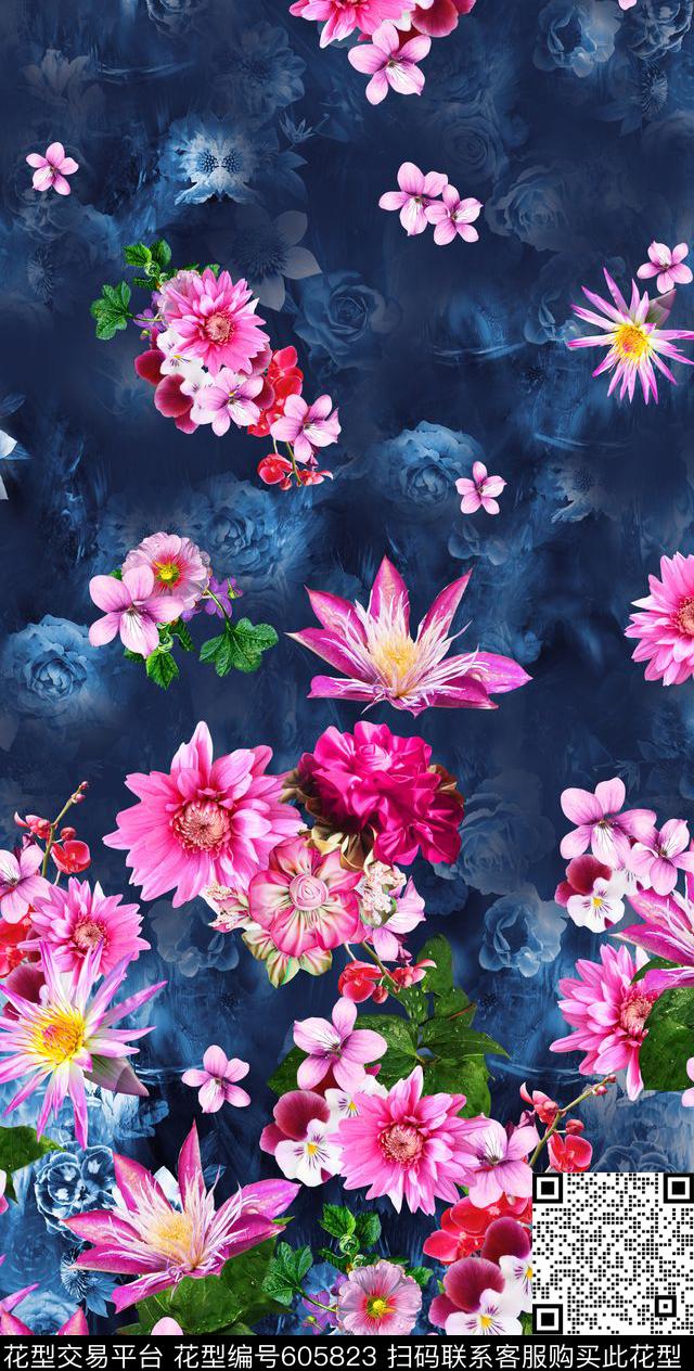 花卉数码印花华亿平台下载（图片编号: 605823） - 瓦栏（Walan）