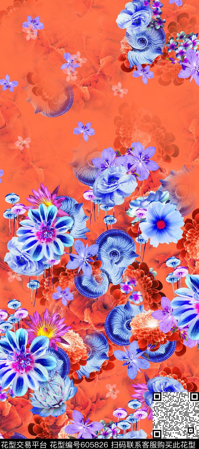 花卉数码印花华亿平台下载（图片编号: 605826） - 瓦栏（Walan）