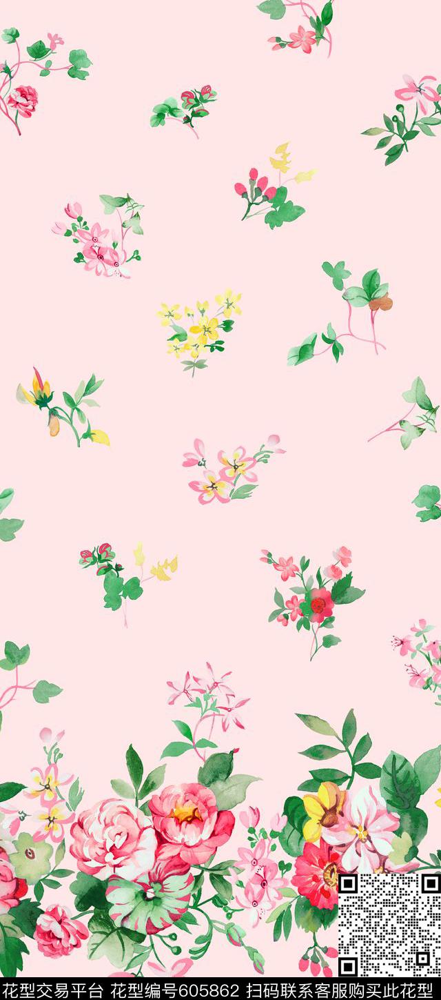 中国风定位花粉色数码印花华亿平台下载（图片编号: 605862） - 瓦栏（Walan）