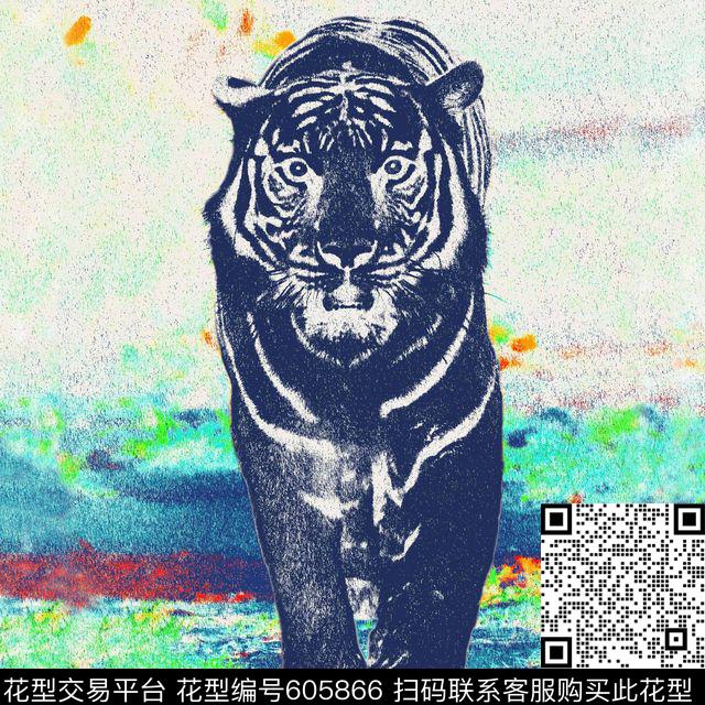 老虎虎头风景传统印花华亿平台下载（图片编号: 605866） - 瓦栏（Walan）