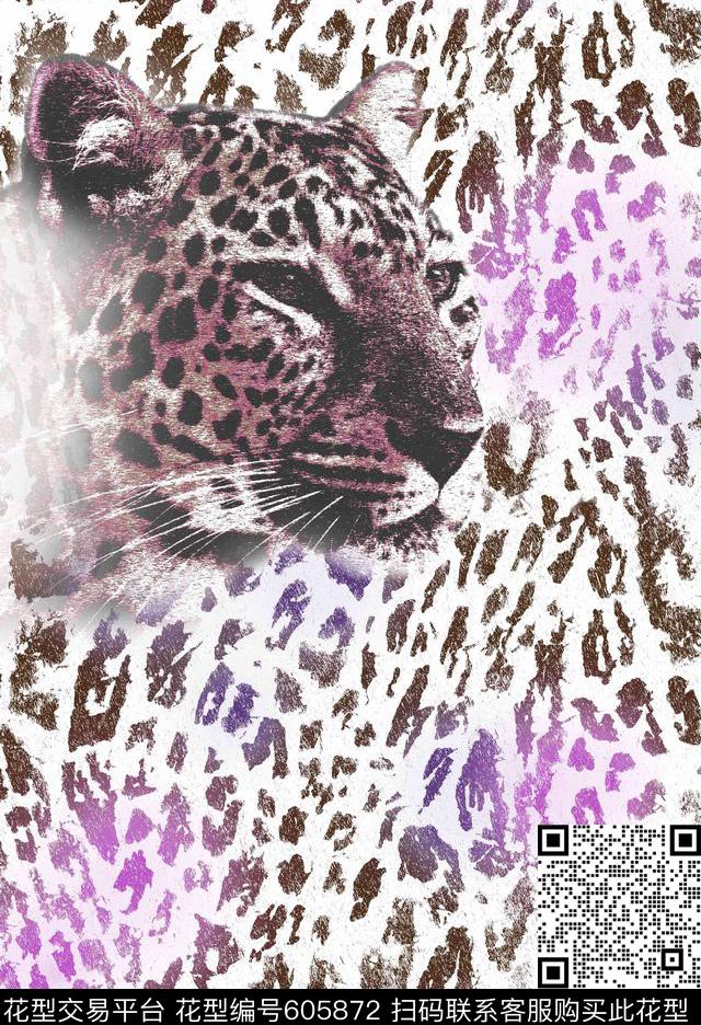 动物纹豹子豹头传统印花华亿平台下载（图片编号: 605872） - 瓦栏（Walan）