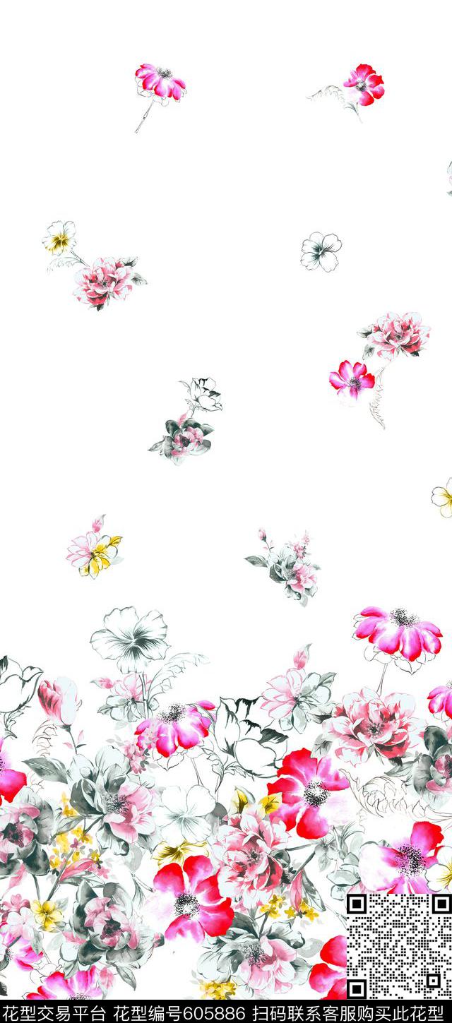 花卉传统印花华亿平台下载（图片编号: 605886） - 瓦栏（Walan）