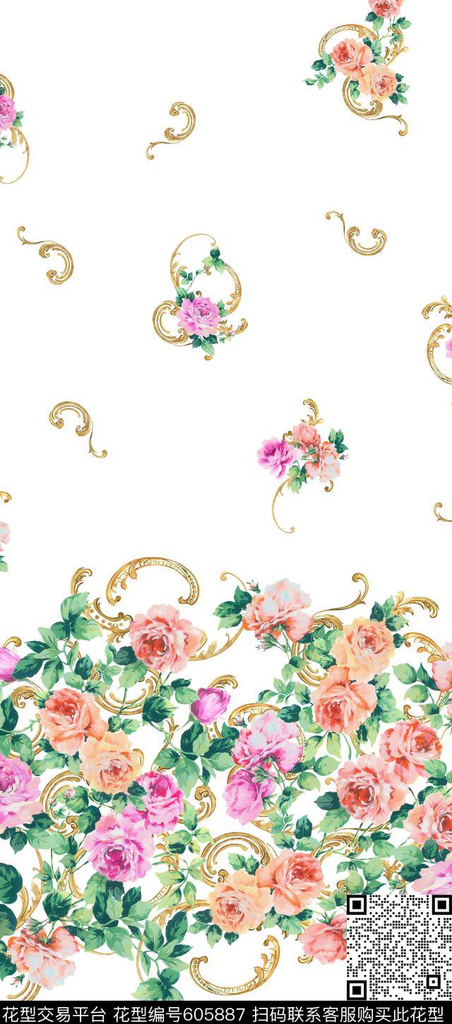 花卉数码印花华亿平台下载（图片编号: 605887） - 瓦栏（Walan）