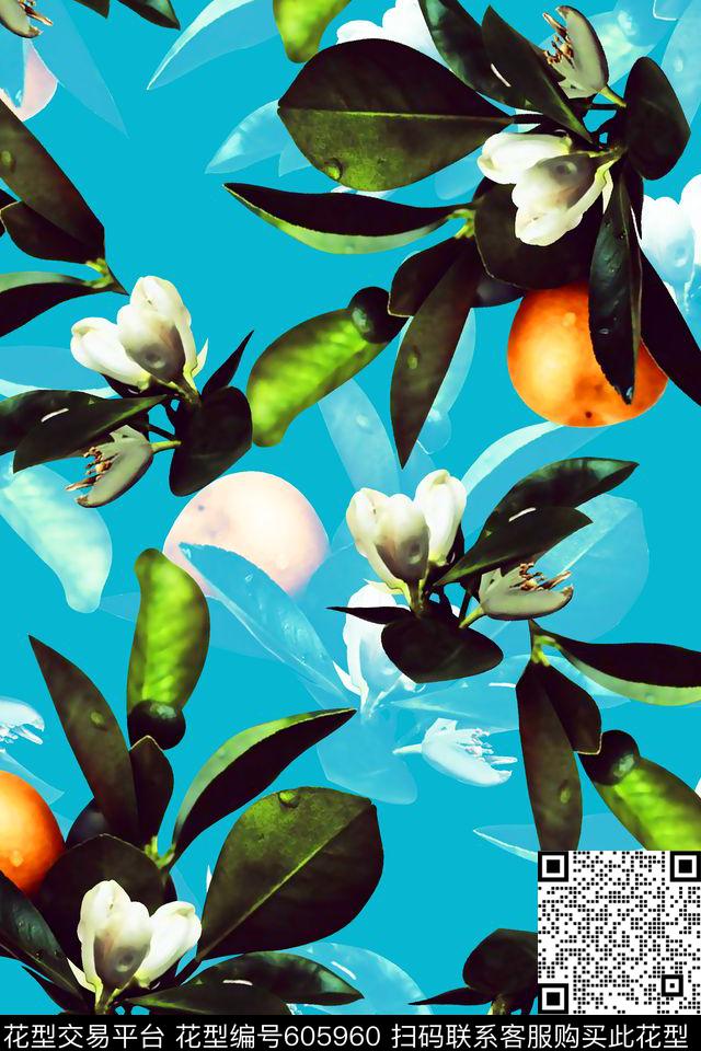 水果花树叶纹理底纹数码印花华亿平台下载（图片编号: 605960） - 瓦栏（Walan）