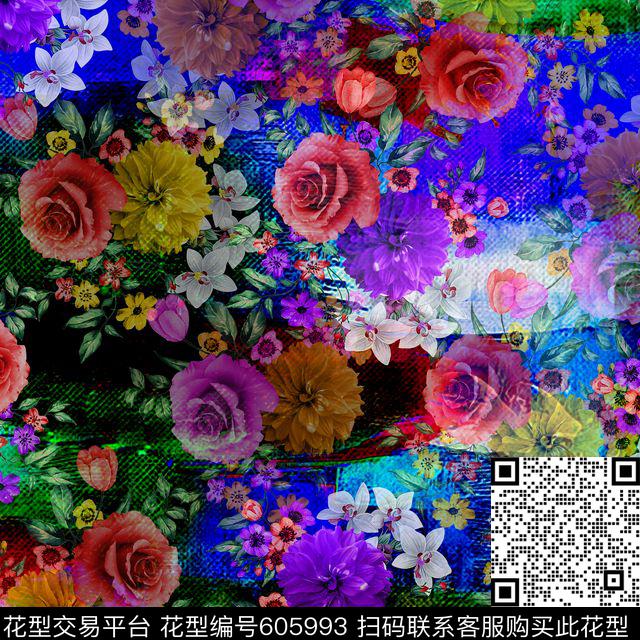 炫彩彩色满地花数码印花华亿平台下载（图片编号: 605993） - 瓦栏（Walan）