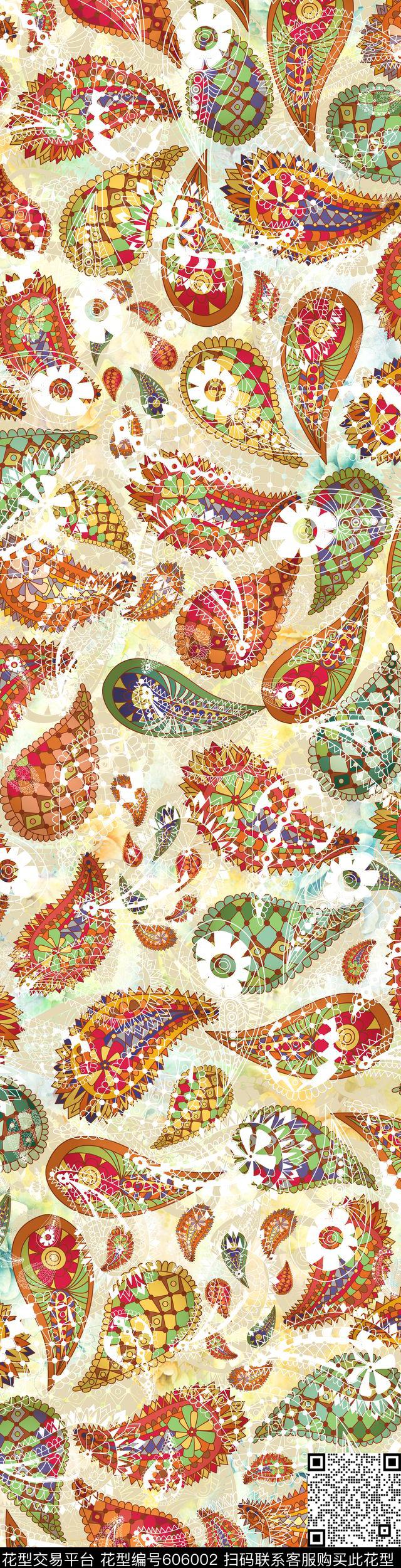 家纺床品佩斯利传统印花华亿平台下载（图片编号: 606002） - 瓦栏（Walan）