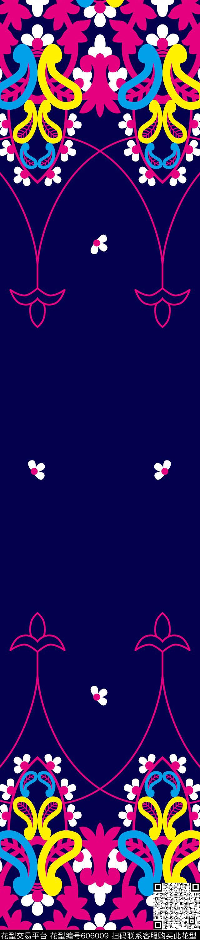 双边定位裙边花设计中东/迪拜风格服饰纹样民族风传统印花华亿平台下载（图片编号: 606009） - 瓦栏（Walan）