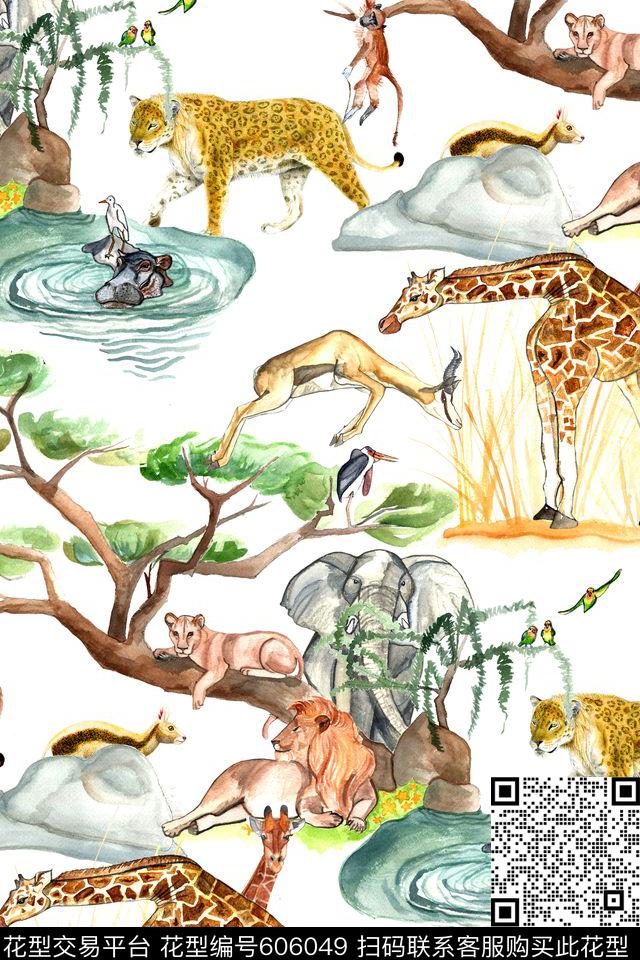 热带动物大象数码印花华亿平台下载（图片编号: 606049） - 瓦栏（Walan）