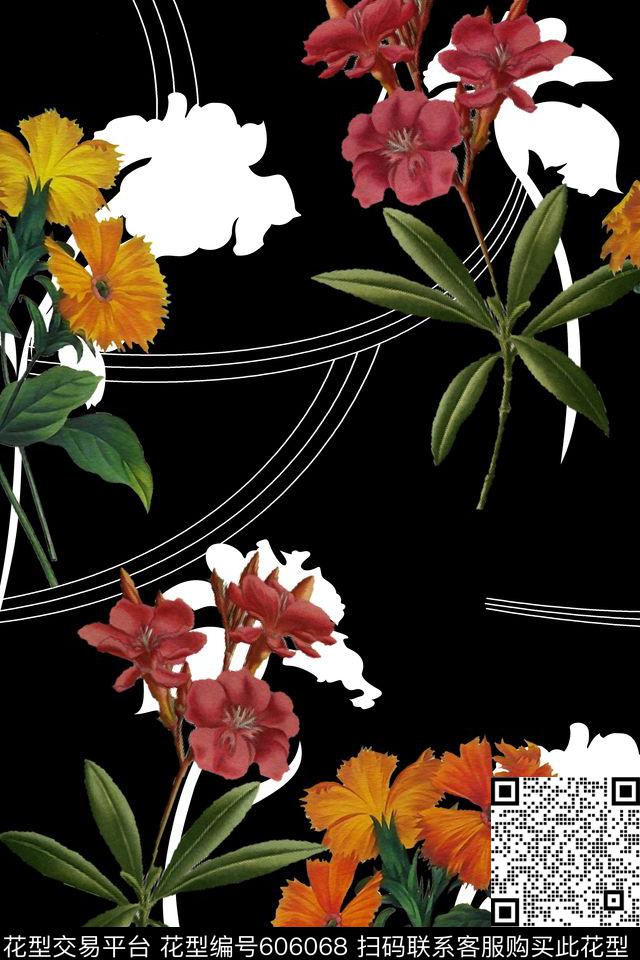 花卉女装旗袍数码印花华亿平台下载（图片编号: 606068） - 瓦栏（Walan）