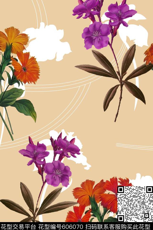 花卉女装旗袍数码印花华亿平台下载（图片编号: 606070） - 瓦栏（Walan）