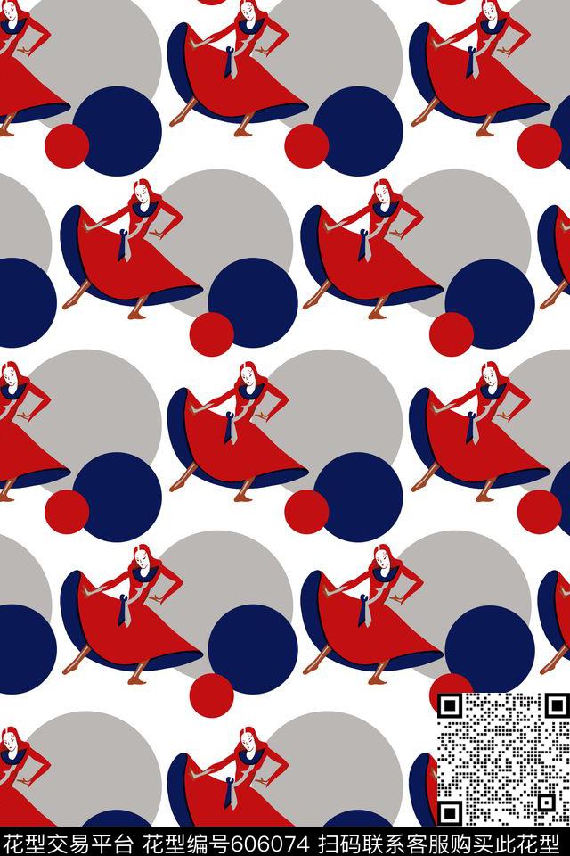 舞蹈南美风情趣味传统印花华亿平台下载（图片编号: 606074） - 瓦栏（Walan）