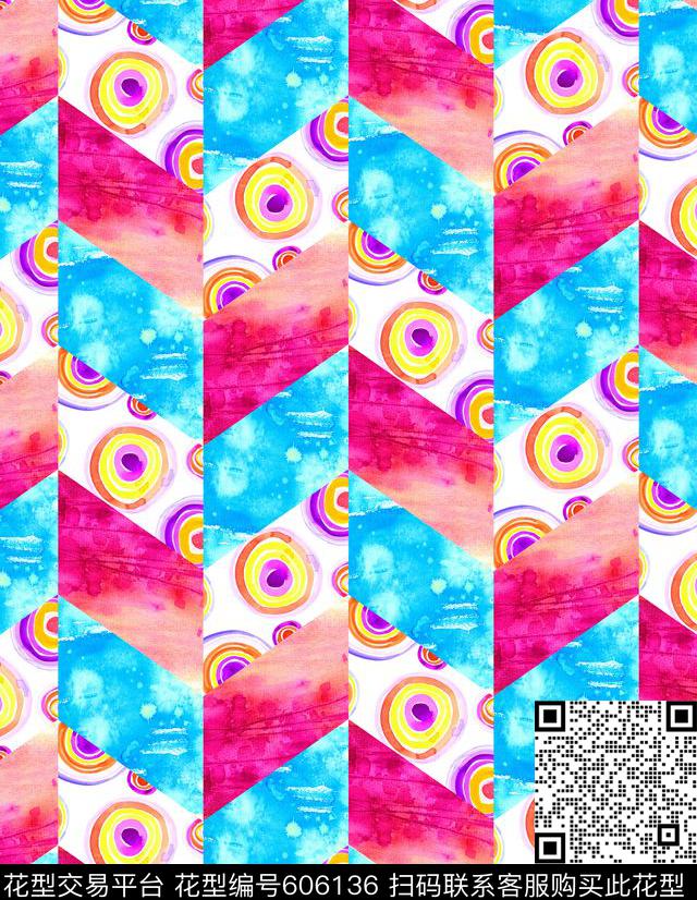 几何、肌理、水彩数码印花华亿平台下载（图片编号: 606136） - 瓦栏（Walan）