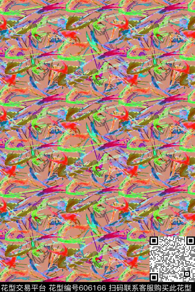 家纺迷彩手绘涂鸦图案数码印花华亿平台下载（图片编号: 606166） - 瓦栏（Walan）