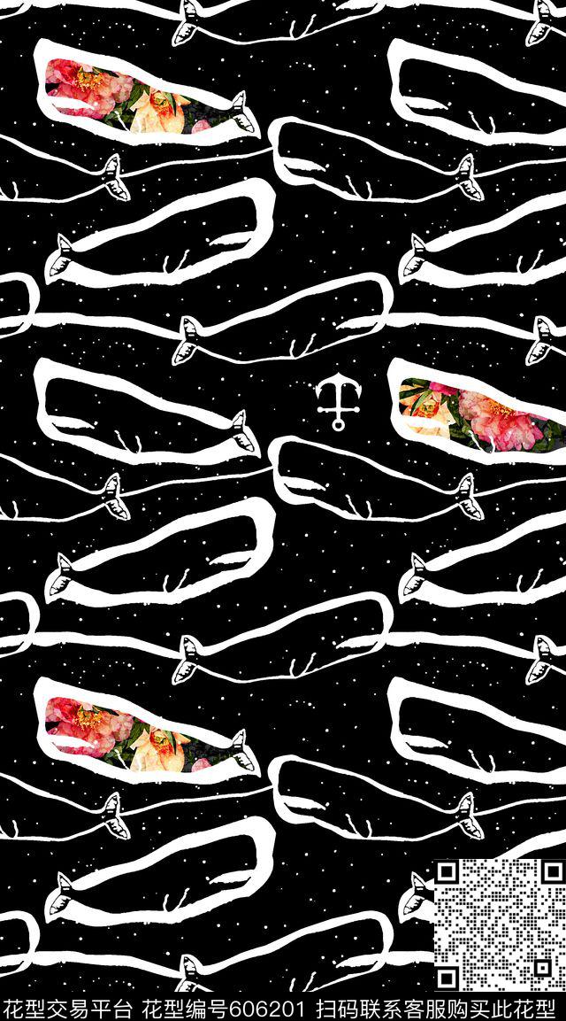 抽象鲨鱼波点男装靓仔男装数码印花华亿平台下载（图片编号: 606201） - 瓦栏（Walan）