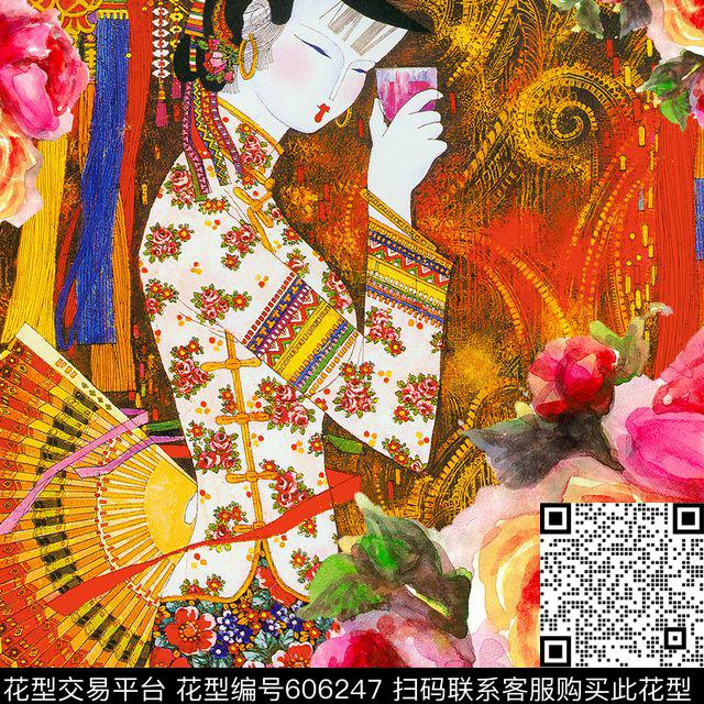 高清民族风中国风数码印花华亿平台下载（图片编号: 606247） - 瓦栏（Walan）