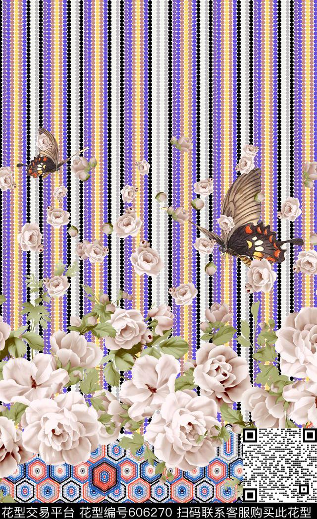 花卉手绘花卉女装定位印花数码印花华亿平台下载（图片编号: 606270） - 瓦栏（Walan）