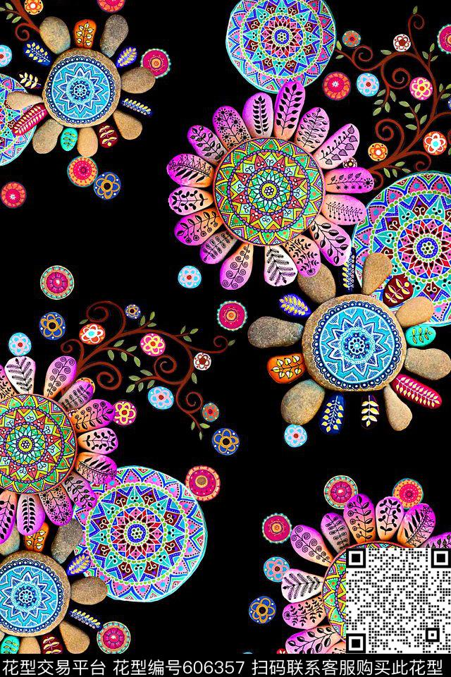 抽象几何民族数码印花华亿平台下载（图片编号: 606357） - 瓦栏（Walan）