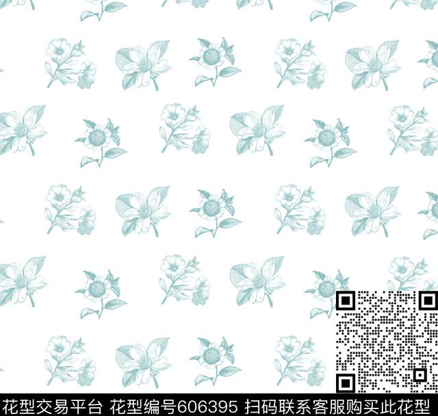 花卉纯色淡雅数码印花华亿平台下载（图片编号: 606395） - 瓦栏（Walan）