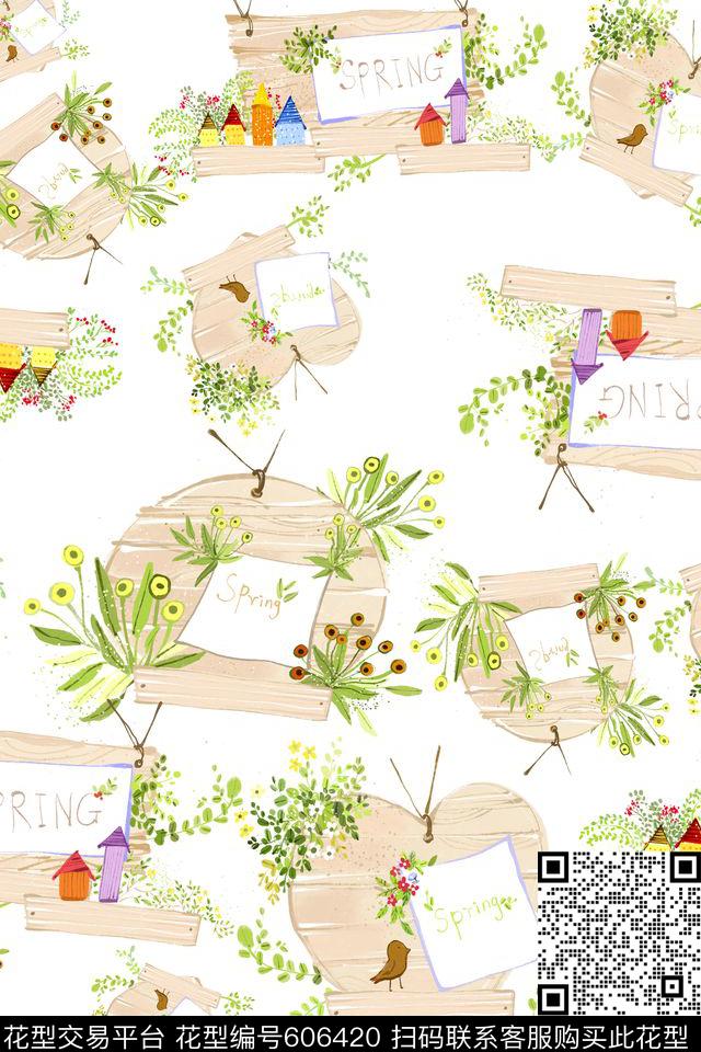 手绘水彩花卉意向手绘涂鸦图案多色简洁数码印花华亿平台下载（图片编号: 606420） - 瓦栏（Walan）