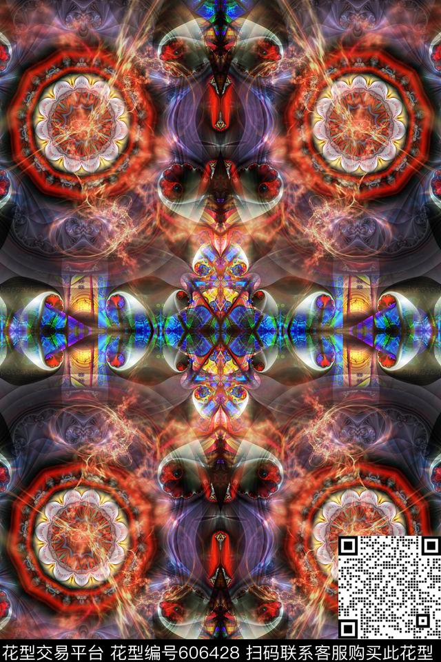 未来数码抽象分形数码印花华亿平台下载（图片编号: 606428） - 瓦栏（Walan）