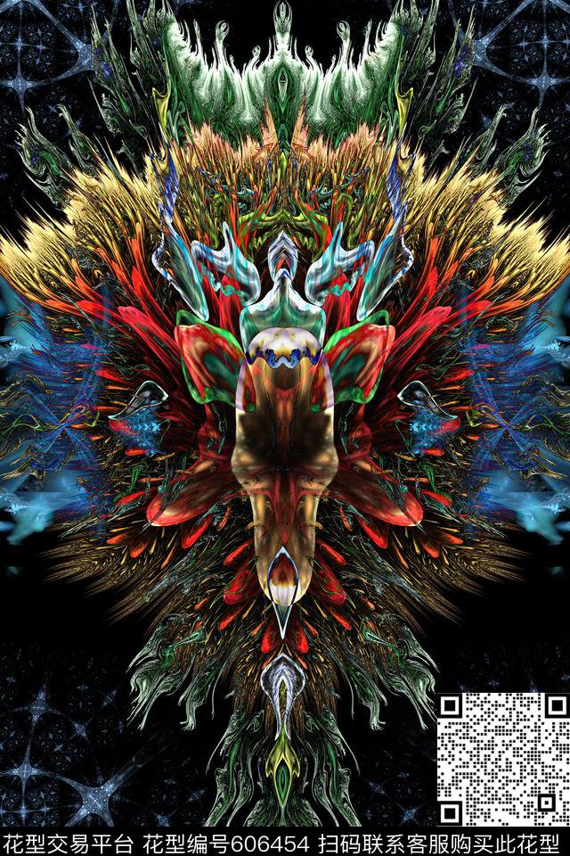 未来数码抽象分形数码印花华亿平台下载（图片编号: 606454） - 瓦栏（Walan）