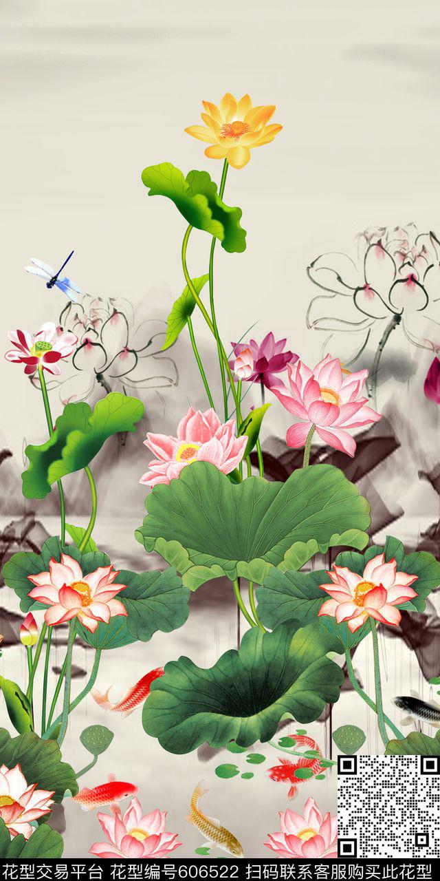 鲤鱼民族风中国风数码印花华亿平台下载（图片编号: 606522） - 瓦栏（Walan）