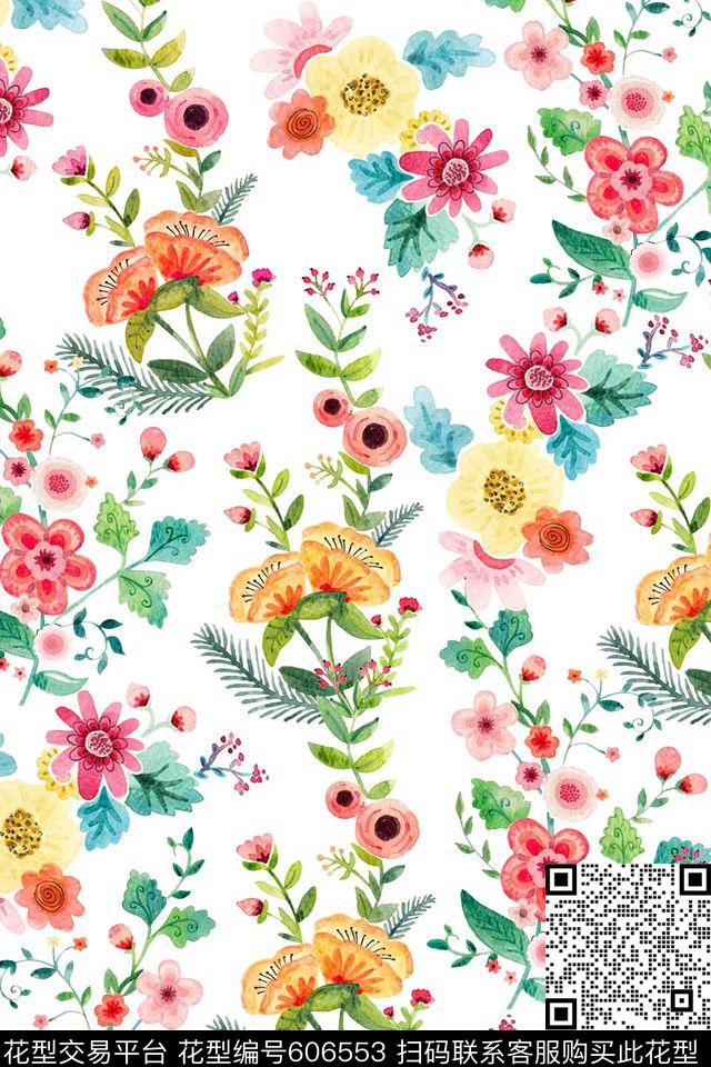 花卉花朵女装数码印花华亿平台下载（图片编号: 606553） - 瓦栏（Walan）