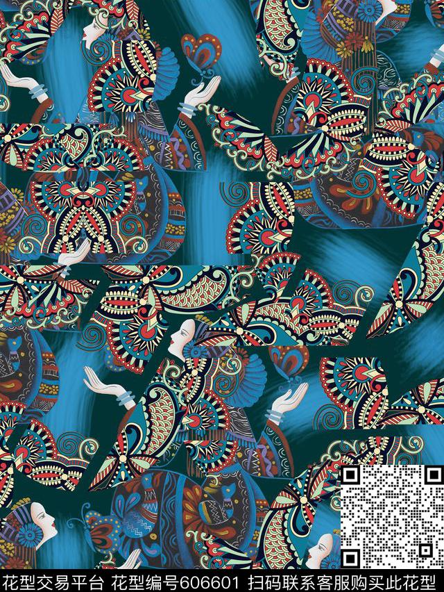 民族风、民族花纹、少女数码印花华亿平台下载（图片编号: 606601） - 瓦栏（Walan）