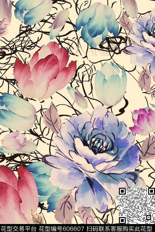 零点--泳装零点--女装花卉数码印花华亿平台下载（图片编号: 606607） - 瓦栏（Walan）