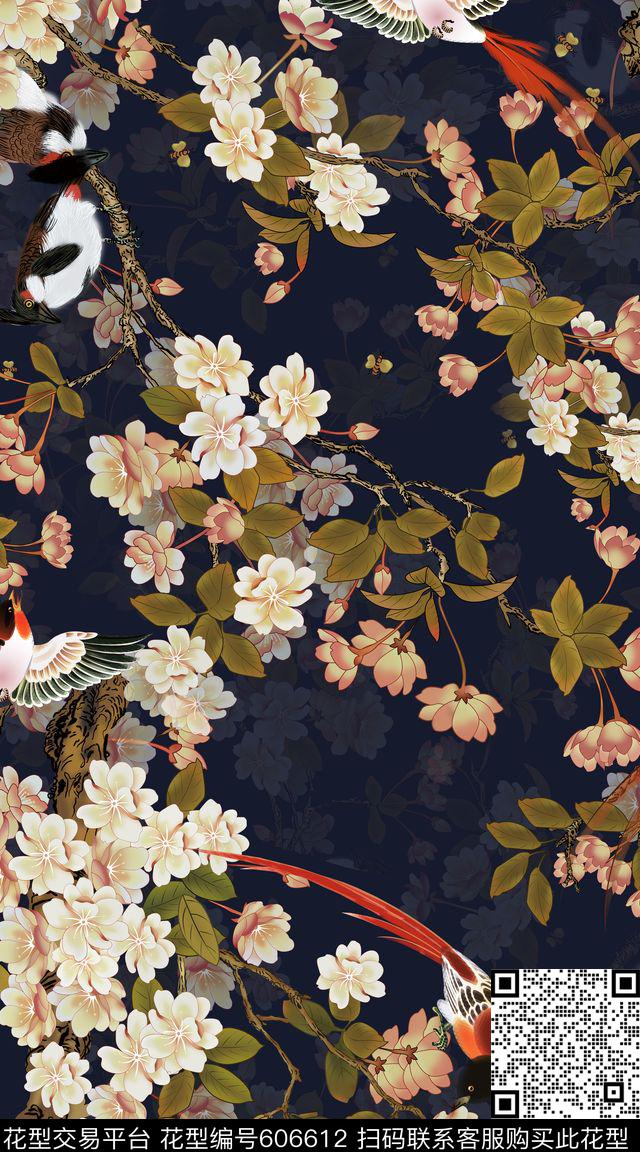 花朵花卉国画数码印花华亿平台下载（图片编号: 606612） - 瓦栏（Walan）