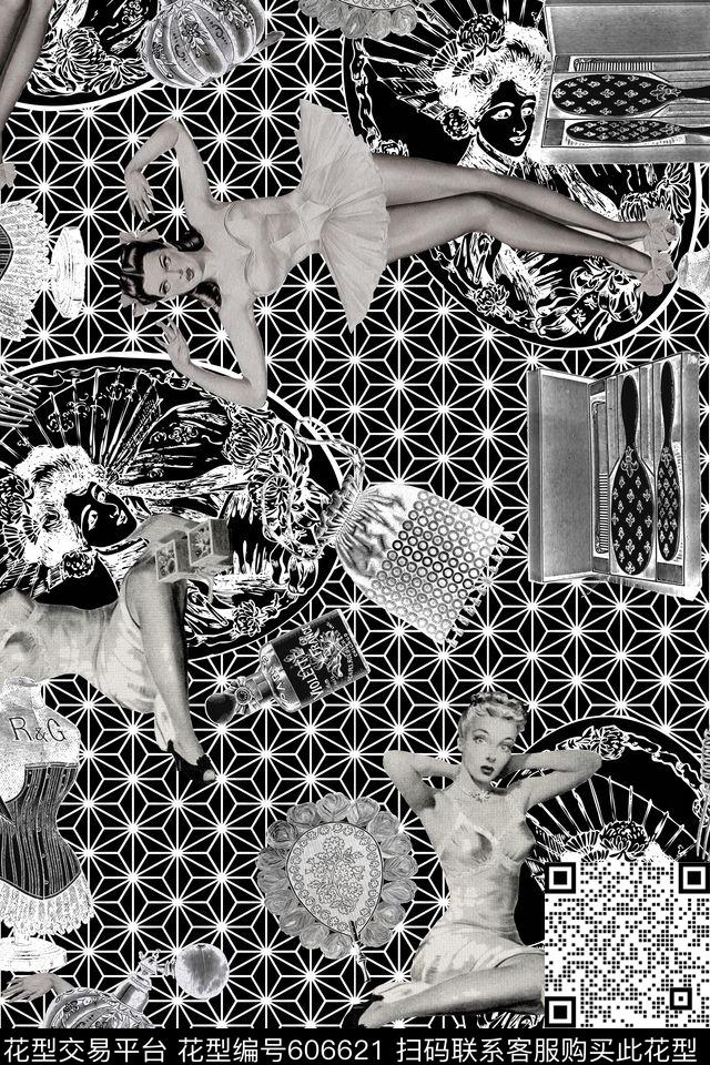 休闲风复古风潮女郎数码印花华亿平台下载（图片编号: 606621） - 瓦栏（Walan）