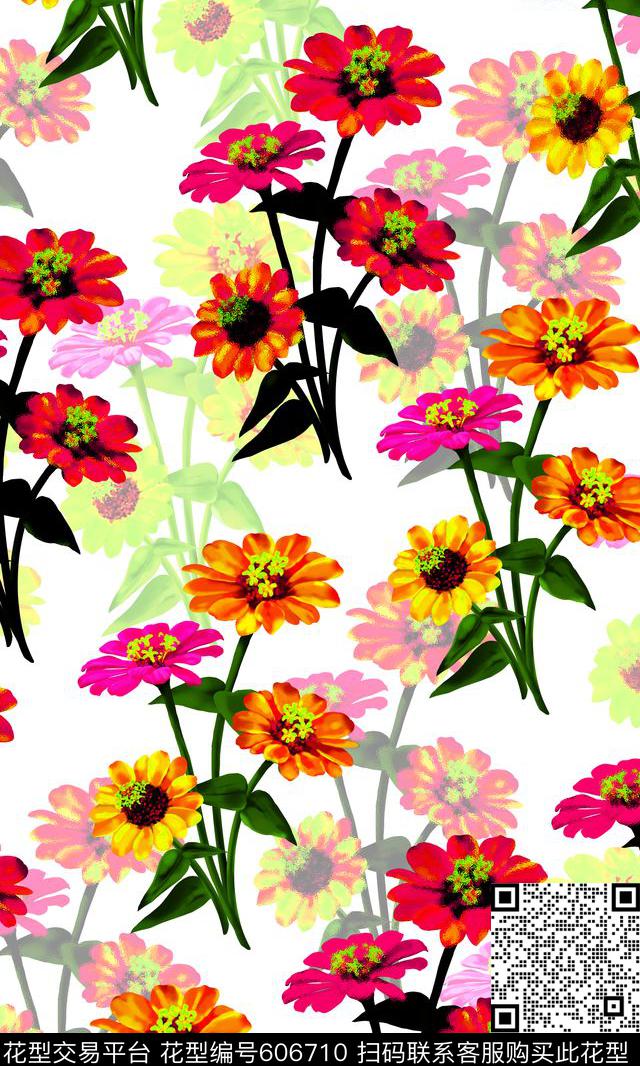 梦幻浪漫花卉水彩风格浪漫花卉数码印花华亿平台下载（图片编号: 606710） - 瓦栏（Walan）