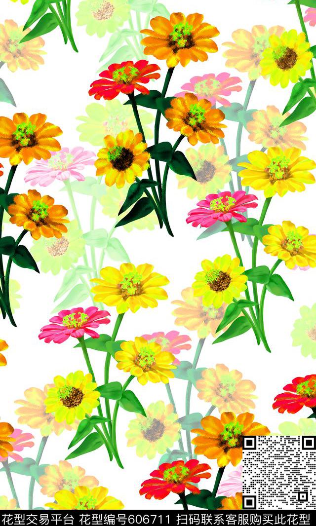 梦幻浪漫花卉水彩风格浪漫花卉数码印花华亿平台下载（图片编号: 606711） - 瓦栏（Walan）
