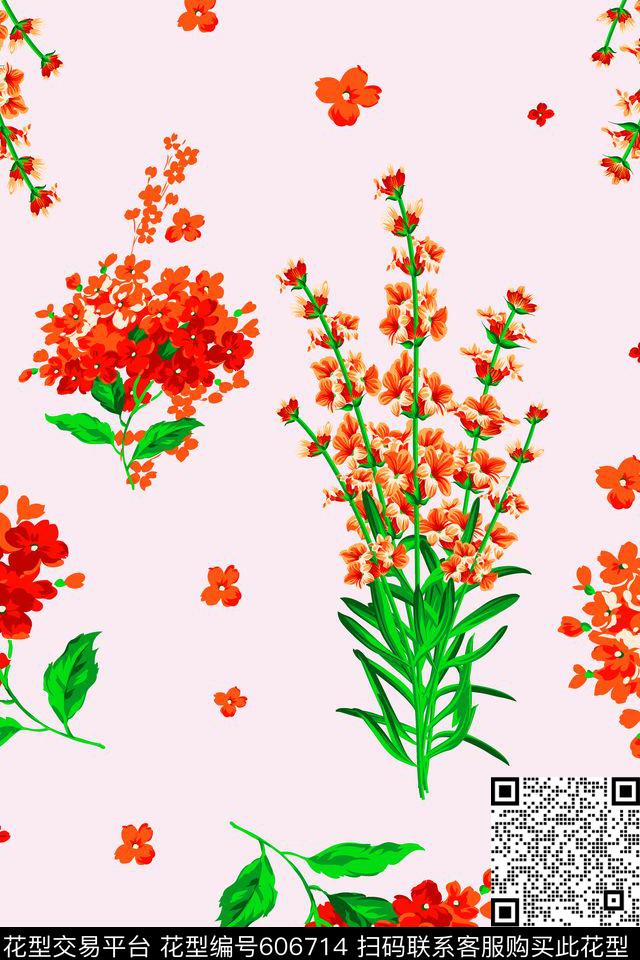 水彩花卉欧美乱花数码印花华亿平台下载（图片编号: 606714） - 瓦栏（Walan）