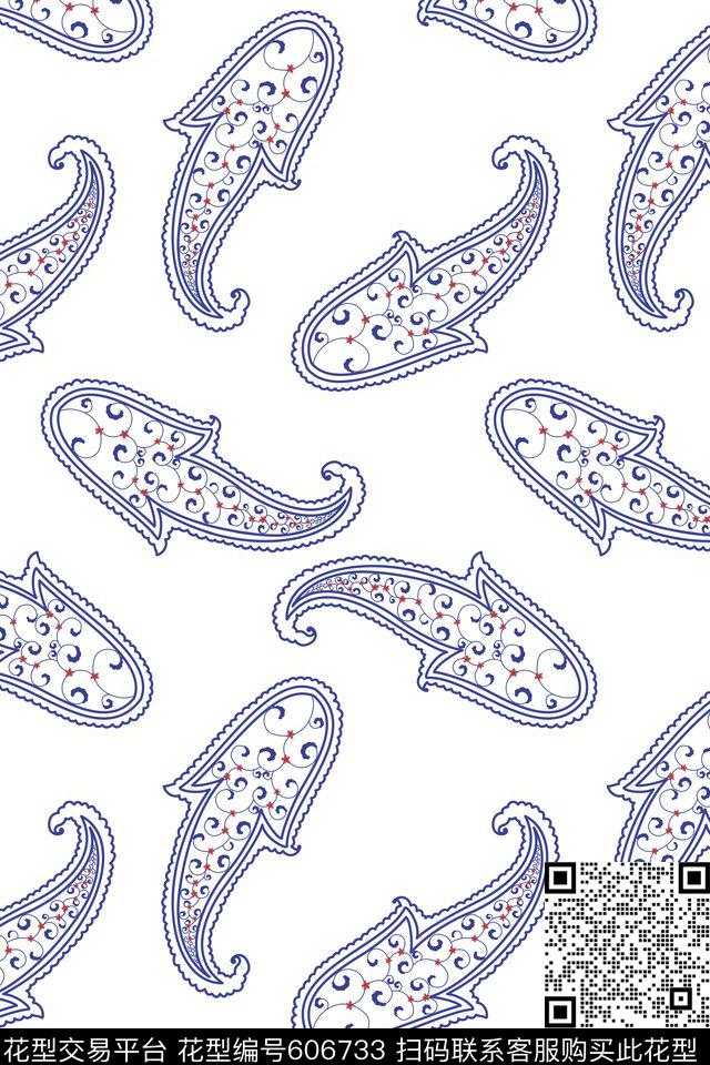 卷草纹中国风腰果传统印花华亿平台下载（图片编号: 606733） - 瓦栏（Walan）