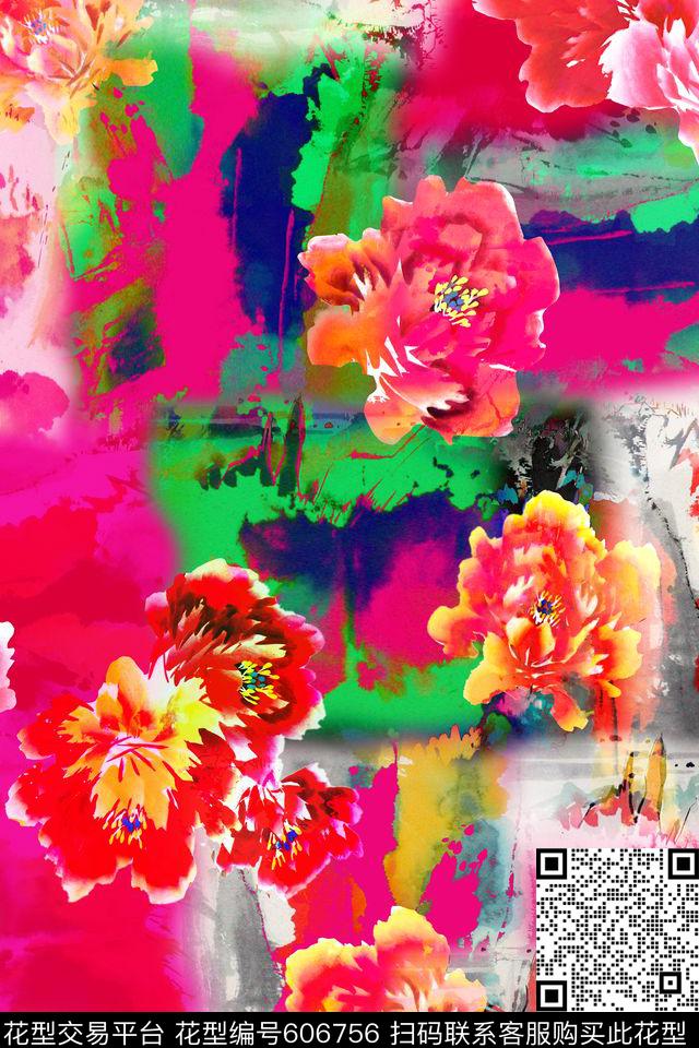 抽象写意肌理数码印花华亿平台下载（图片编号: 606756） - 瓦栏（Walan）