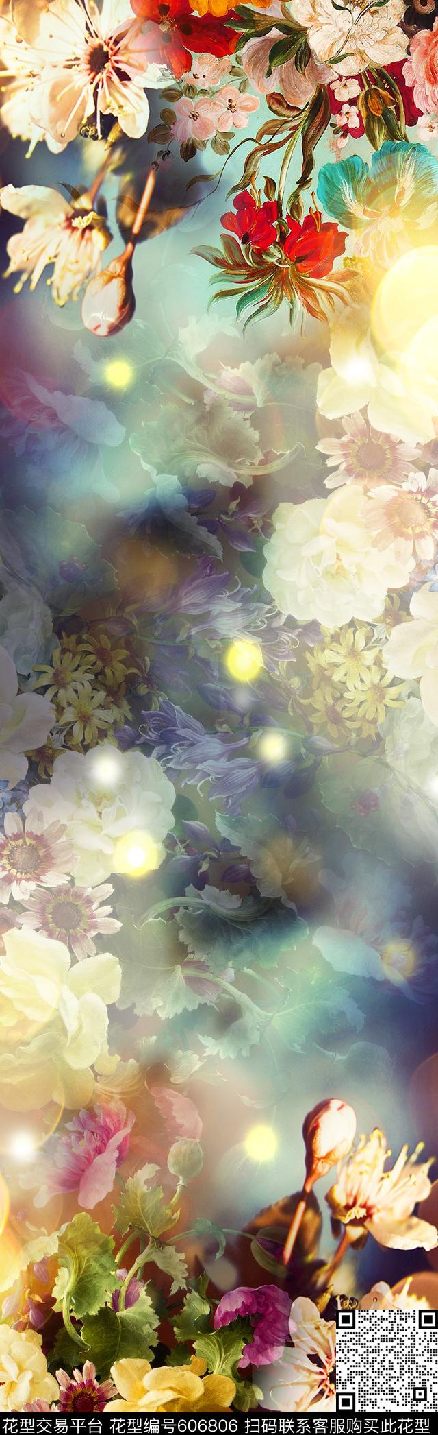 桃花玫瑰牡丹数码印花华亿平台下载（图片编号: 606806） - 瓦栏（Walan）