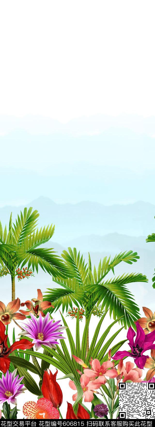 热带花卉时尚数码印花华亿平台下载（图片编号: 606815） - 瓦栏（Walan）