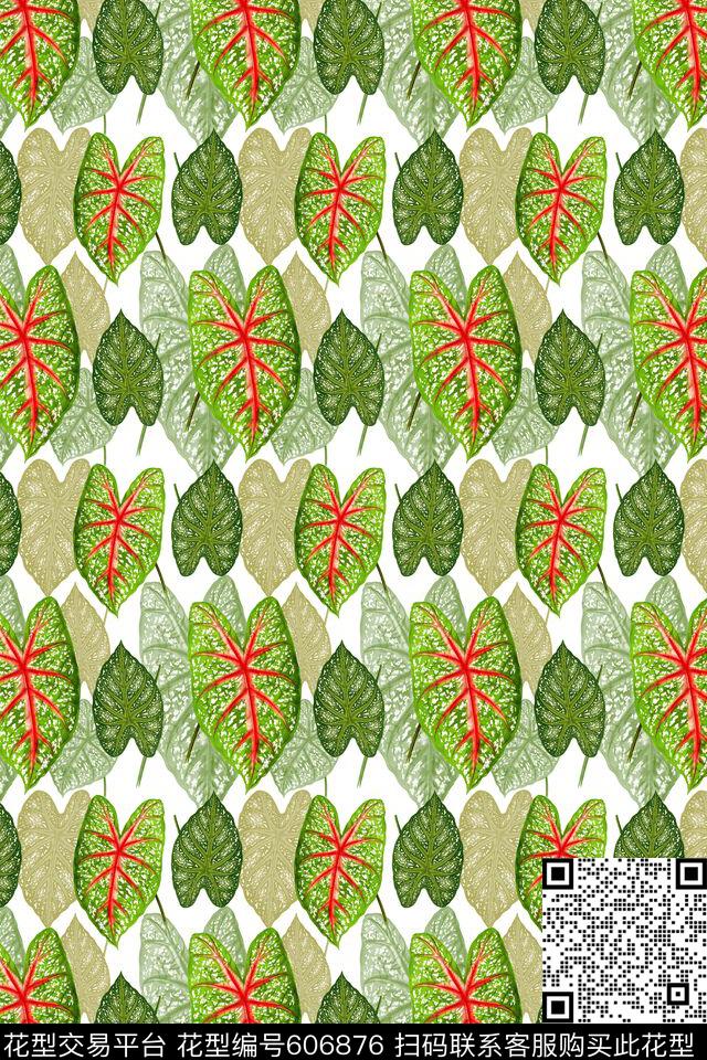 花卉叶子植物花卉叶子数码印花华亿平台下载（图片编号: 606876） - 瓦栏（Walan）