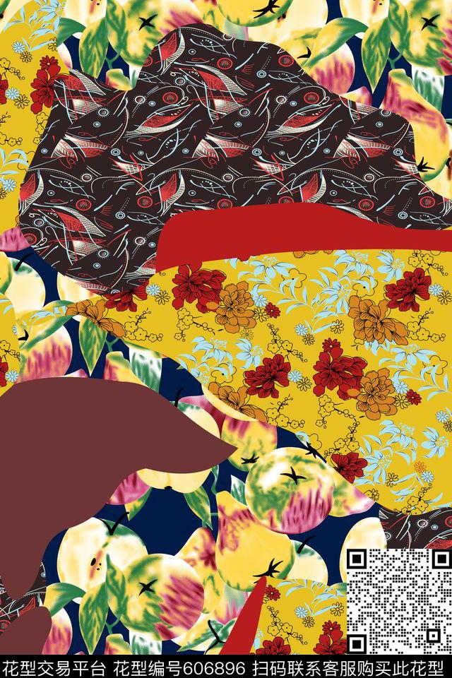 时尚几何印花植物水果小花卉数码印花华亿平台下载（图片编号: 606896） - 瓦栏（Walan）