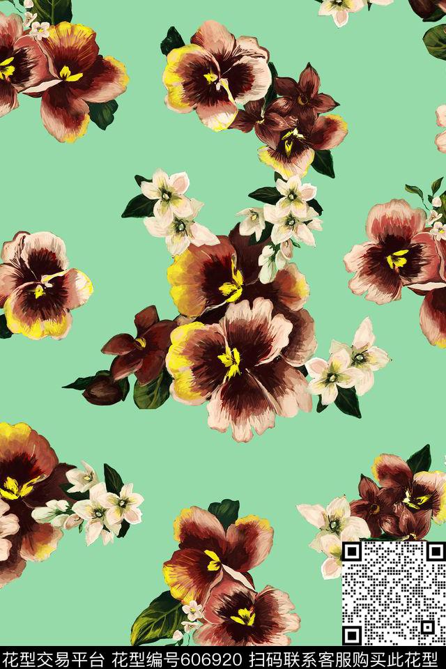 油画花卉田园花春夏新款数码印花华亿平台下载（图片编号: 606920） - 瓦栏（Walan）