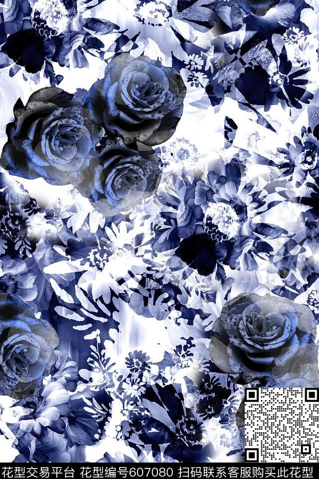 沙发布（花卉）玫瑰花朵数码印花华亿平台下载（图片编号: 607080） - 瓦栏（Walan）