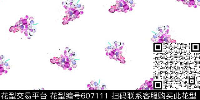 葡萄水彩春夏数码印花华亿平台下载（图片编号: 607111） - 瓦栏（Walan）