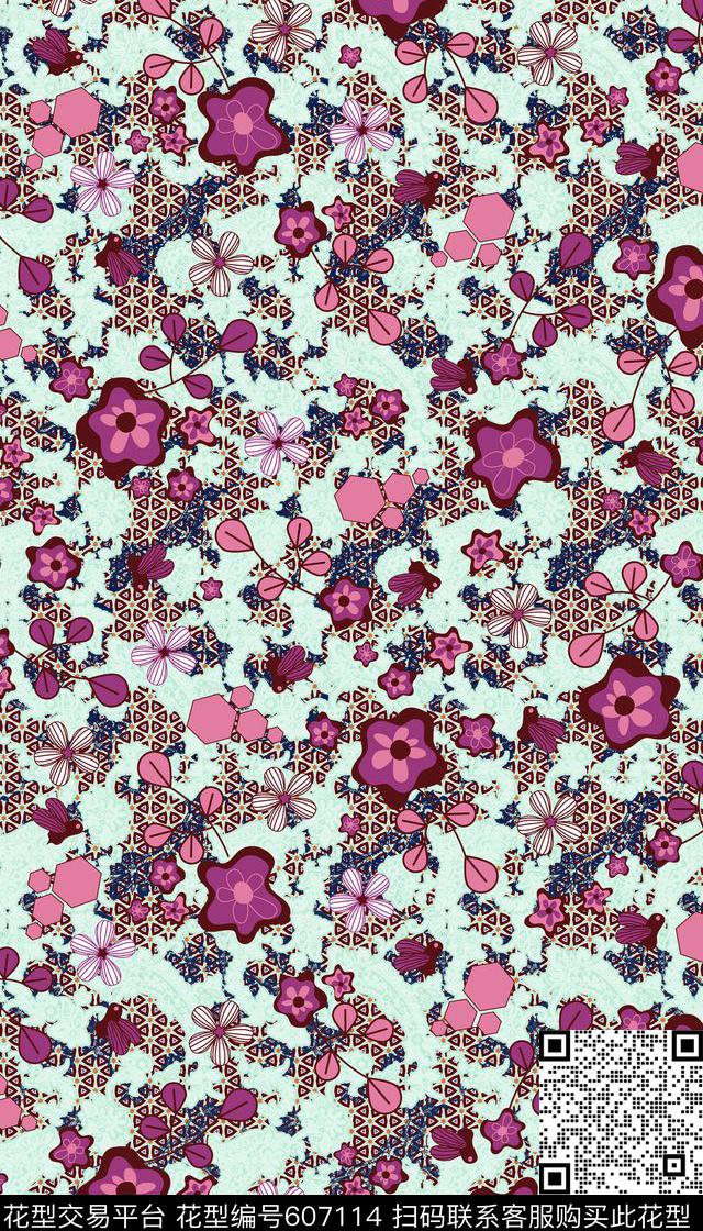 花卉数码印花华亿平台下载（图片编号: 607114） - 瓦栏（Walan）