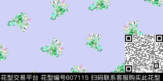 葡萄水彩春夏数码印花华亿平台下载（图片编号: 607115） - 瓦栏（Walan）