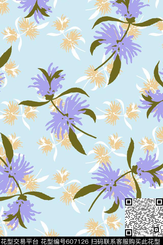 花卉春夏女装传统印花华亿平台下载（图片编号: 607126） - 瓦栏（Walan）