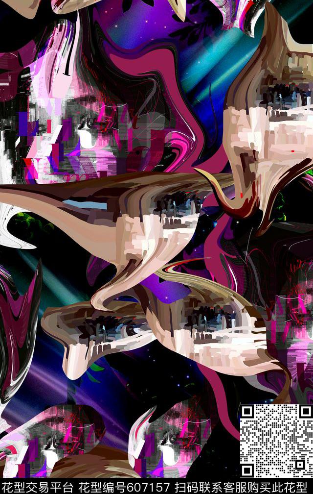 人脸切割字母抽象数码印花华亿平台下载（图片编号: 607157） - 瓦栏（Walan）